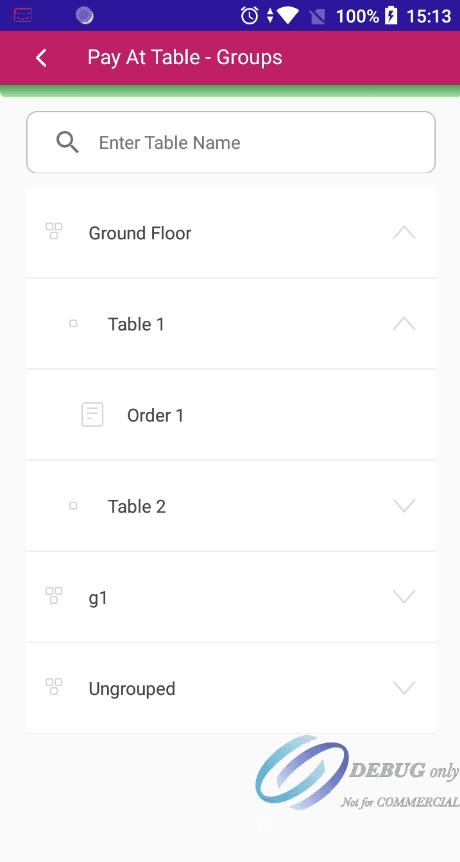 Image of the terminal app PAT Location Group Page.